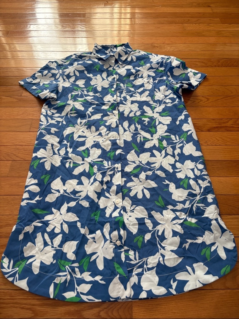 Southern Tide Blue White and Green Floral Button-Up Dress